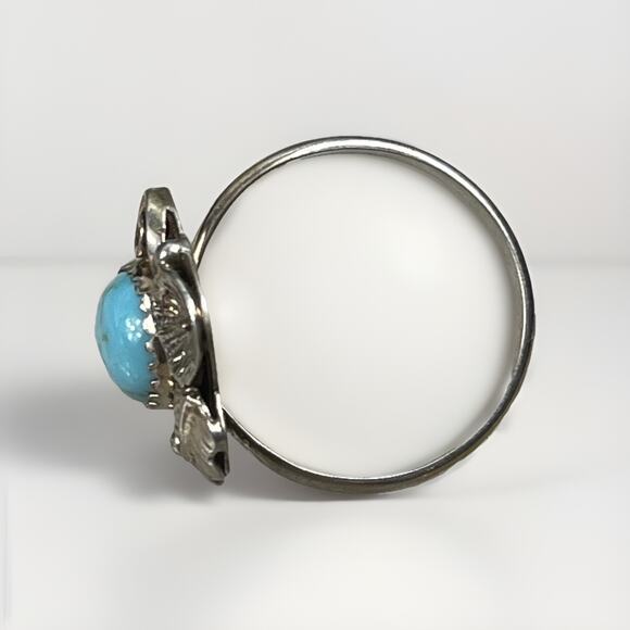 Vintage Navajo Sterling Silver Turquoise Ring Size 8 Native American- Signed - Picture 5 of 12